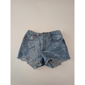 Levis 501 Denim Shorts Womens 26 Acid Wash Button Fly Cut-Off High Rise Stretch